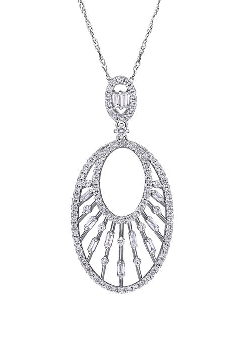 1 ct. t.w. Diamond Drop Pendant with Chain in 14K White Gold