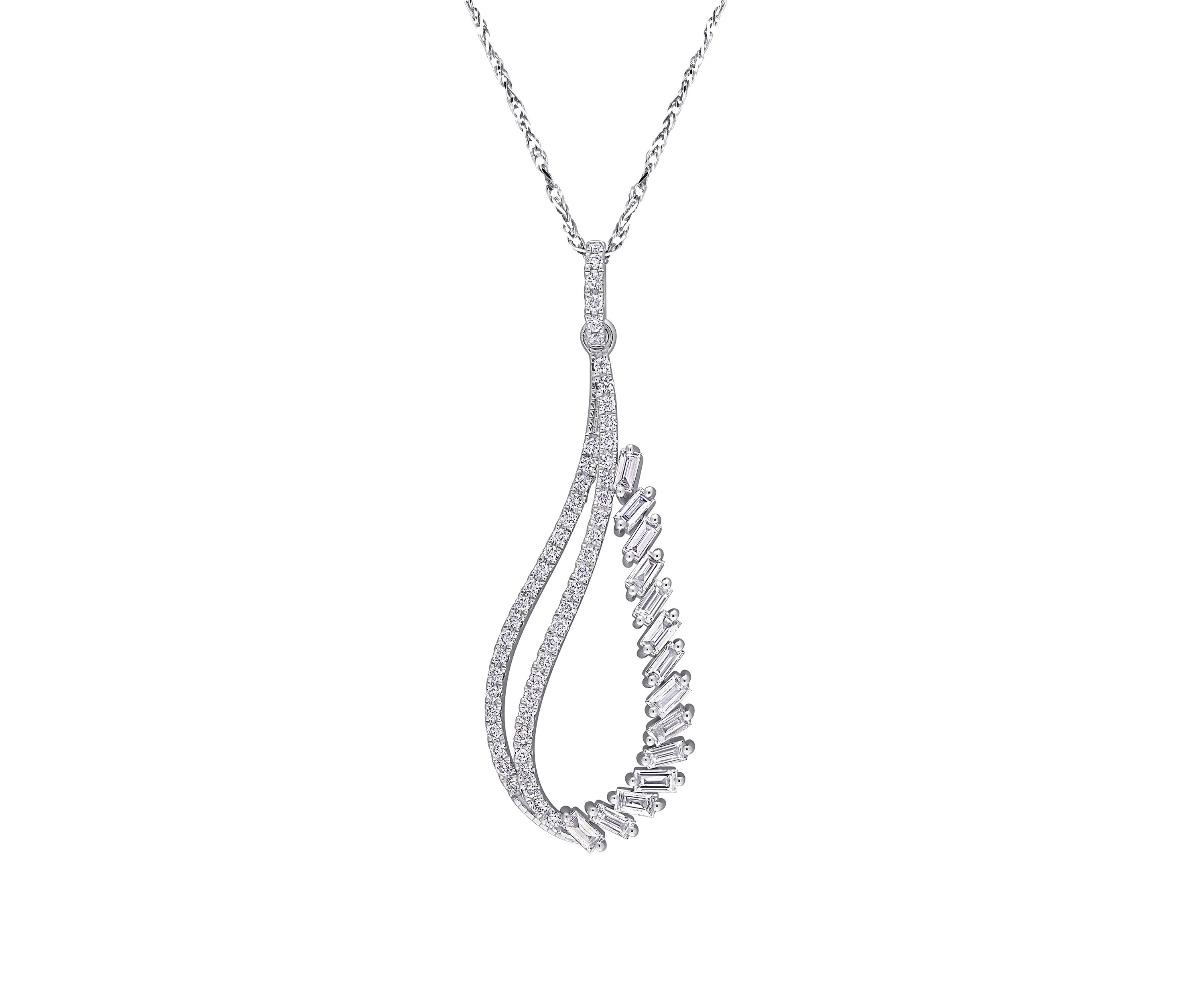 5/8 ct. t.w. Diamond Drop Pendant with Chain in 14K White Gold