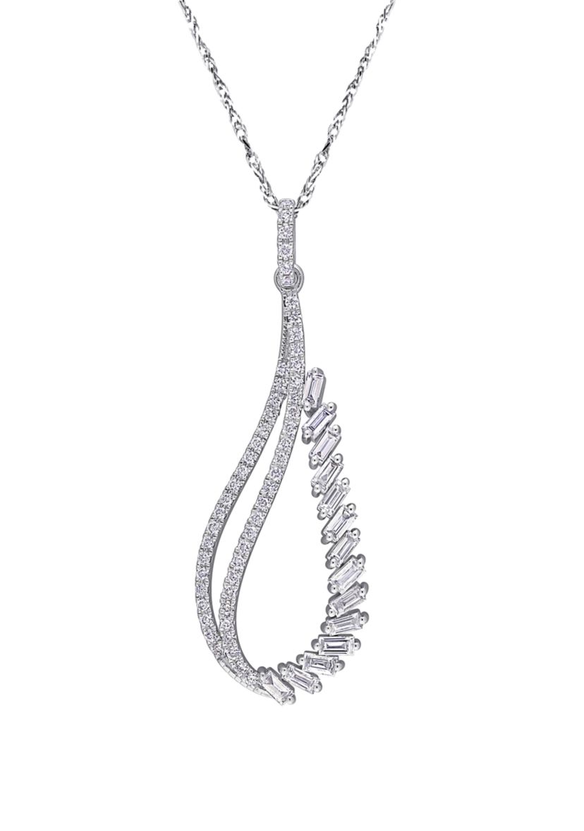5/8 ct. t.w. Diamond Drop Pendant with Chain in 14K White Gold