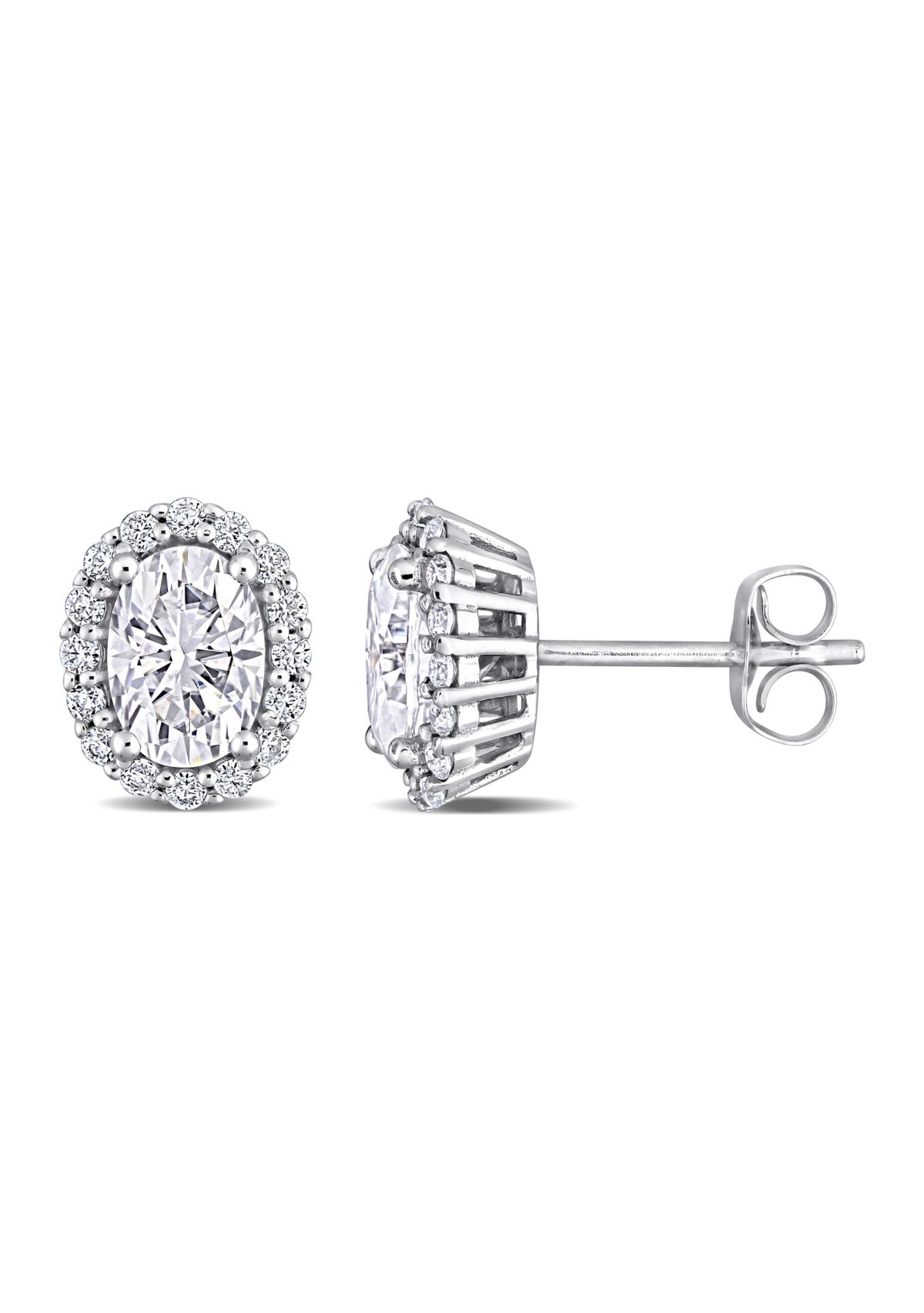 2.33 ct. t.w. Lab Created Moissanite Oval Halo Stud Earrings in 10K White Gold