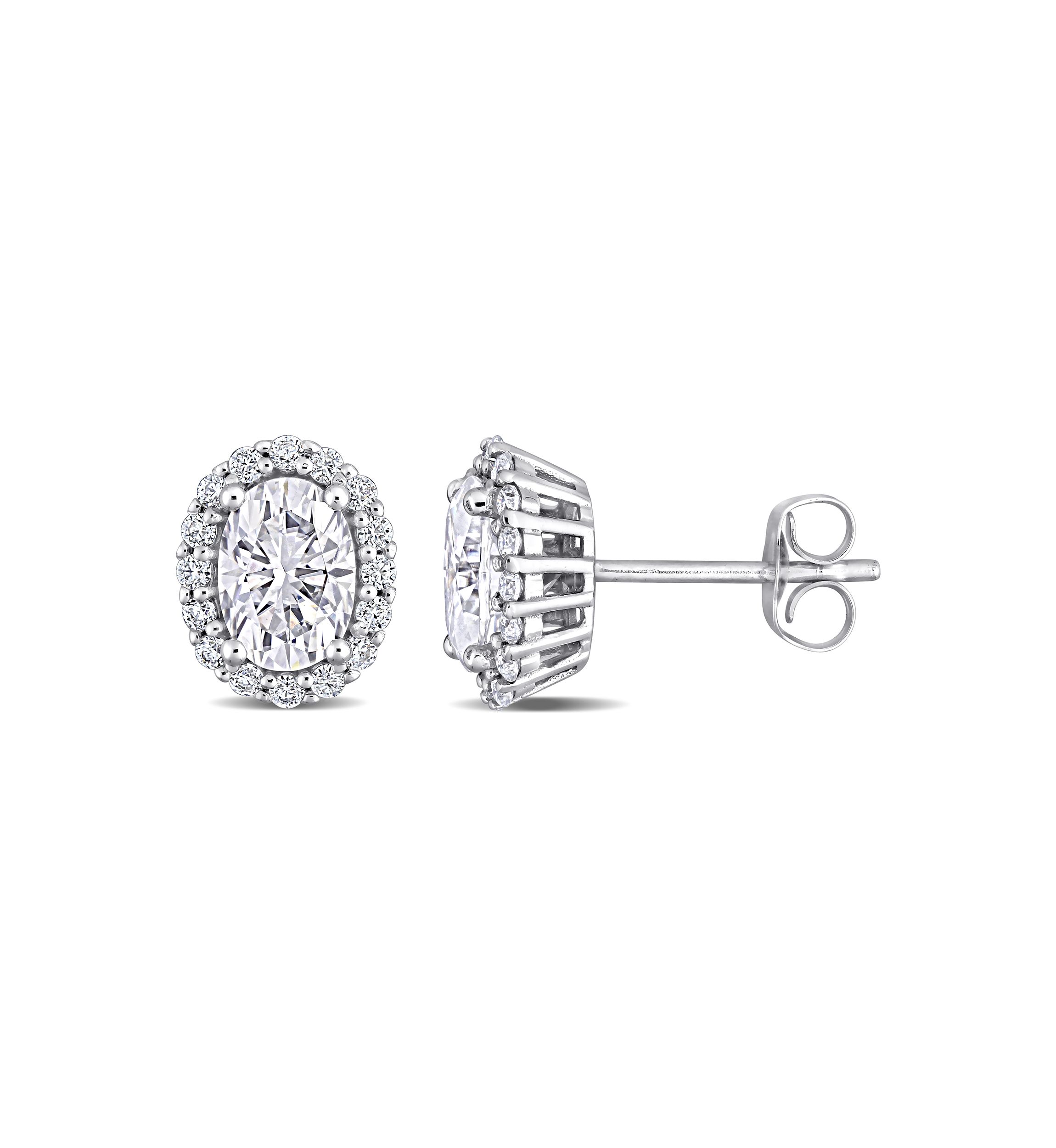 2.33 ct. t.w. Lab Created Moissanite Oval Halo Stud Earrings in 10K White Gold