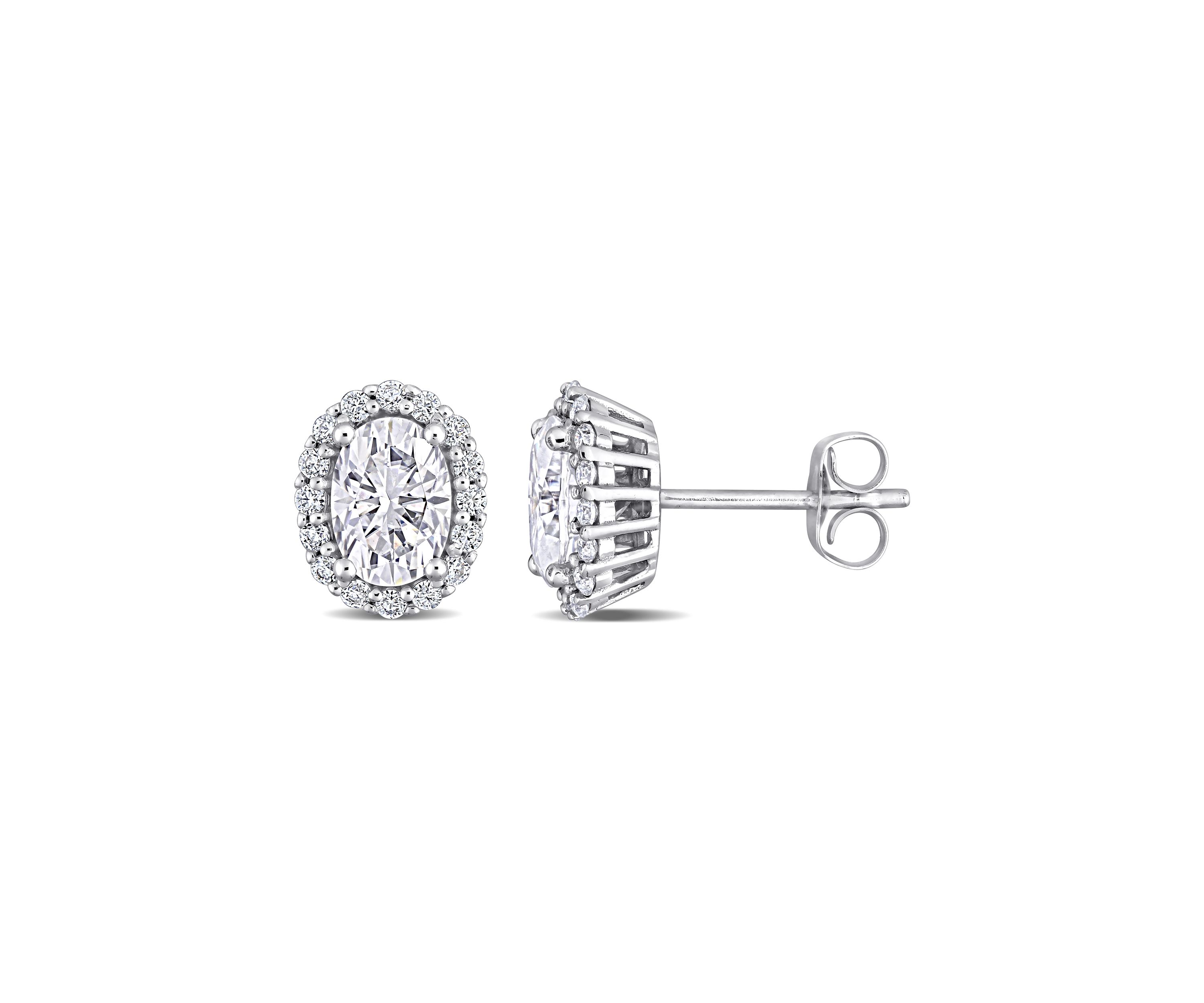 2.33 ct. t.w. Lab Created Moissanite Oval Halo Stud Earrings in 10K White Gold