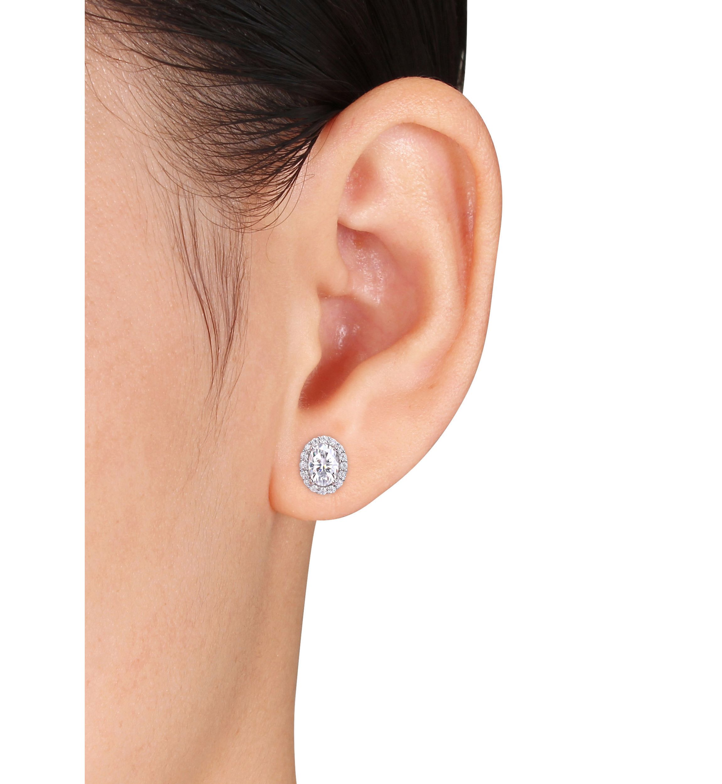 2.33 ct. t.w. Lab Created Moissanite Oval Halo Stud Earrings in 10K White Gold