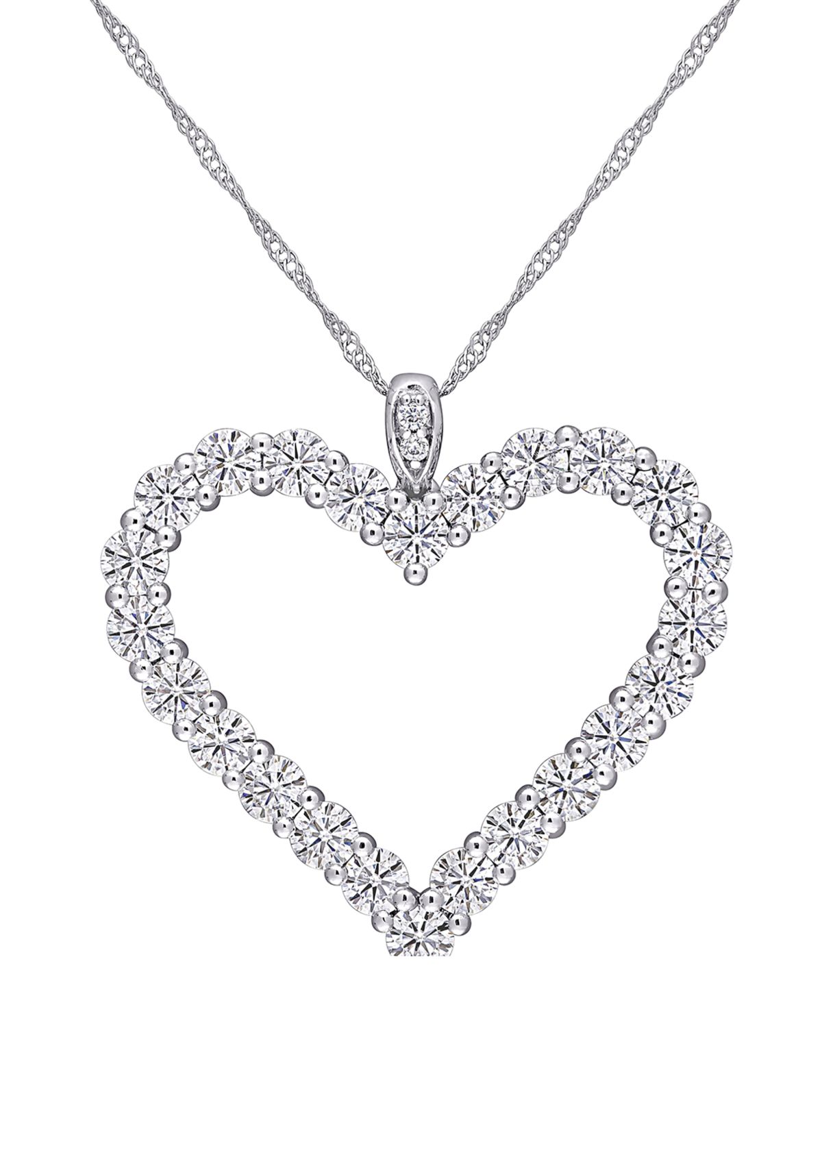 2.4 ct. t.w. Lab Created Moissanite Heart Pendant With Chain in 10K White Gold