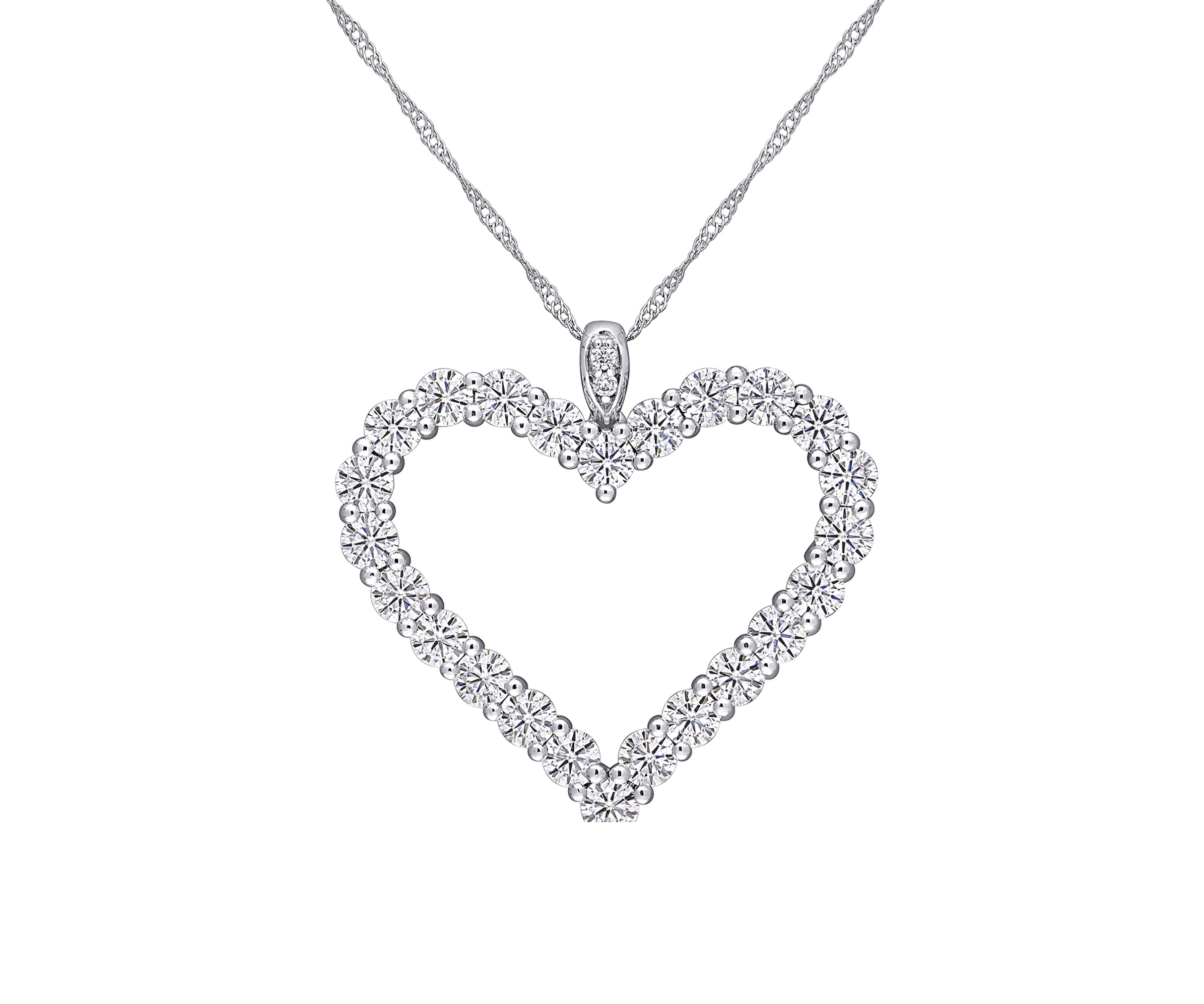 2.4 ct. t.w. Lab Created Moissanite Heart Pendant With Chain in 10K White Gold
