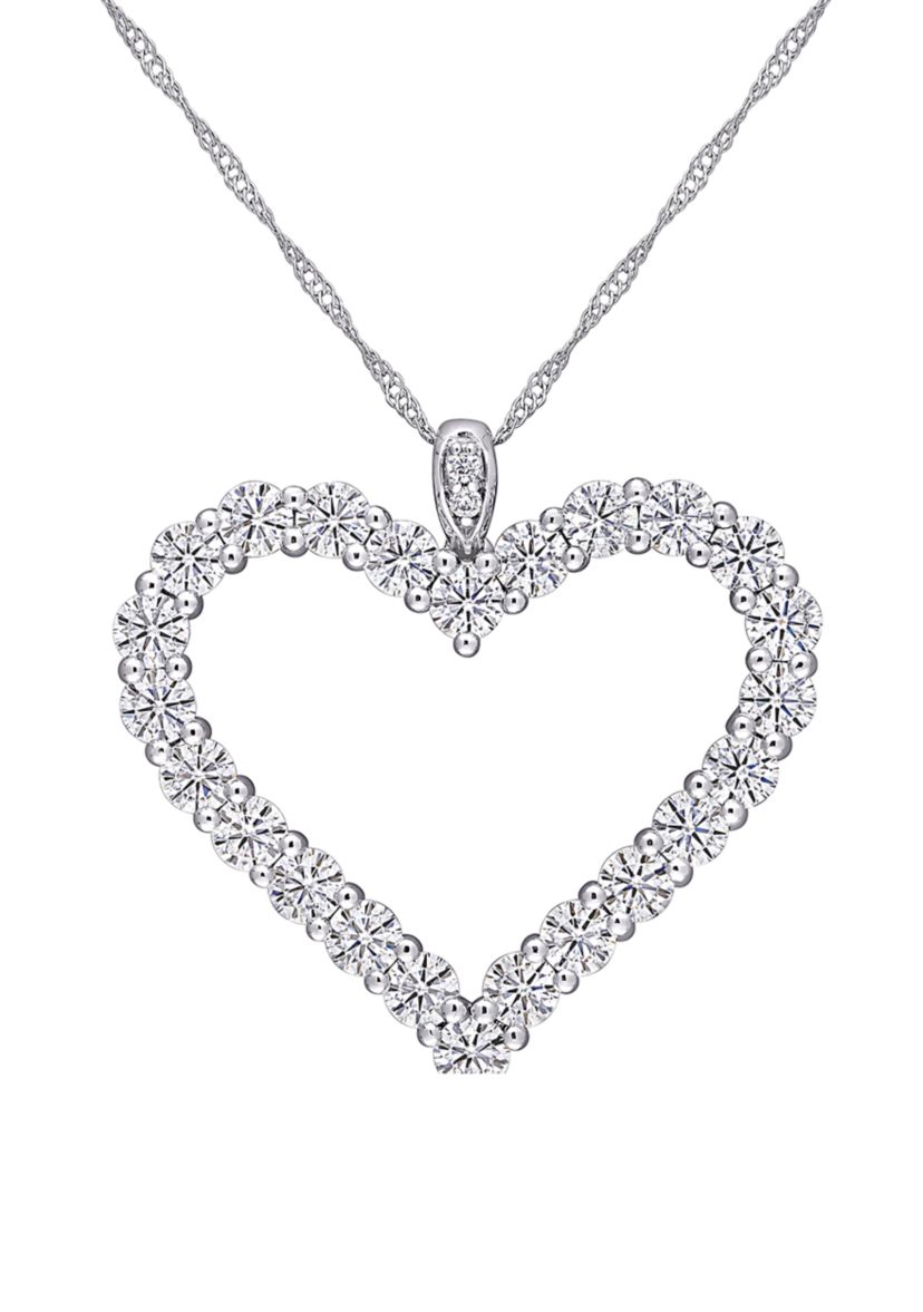 2.4 ct. t.w. Lab Created Moissanite Heart Pendant With Chain in 10K White Gold