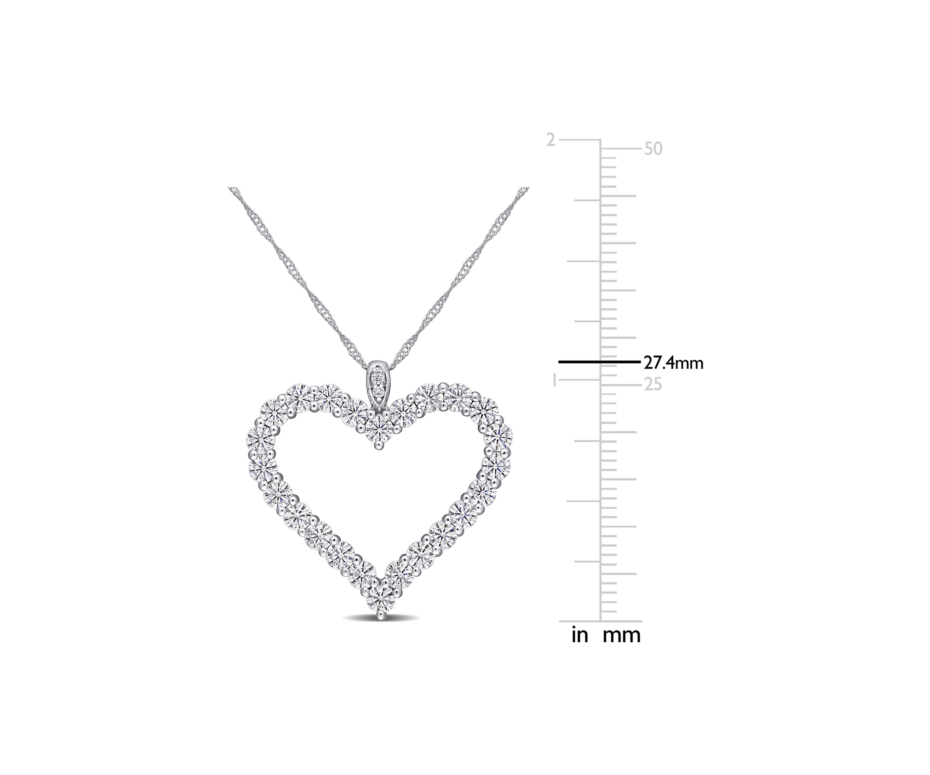 2.4 ct. t.w. Lab Created Moissanite Heart Pendant With Chain in 10K White Gold