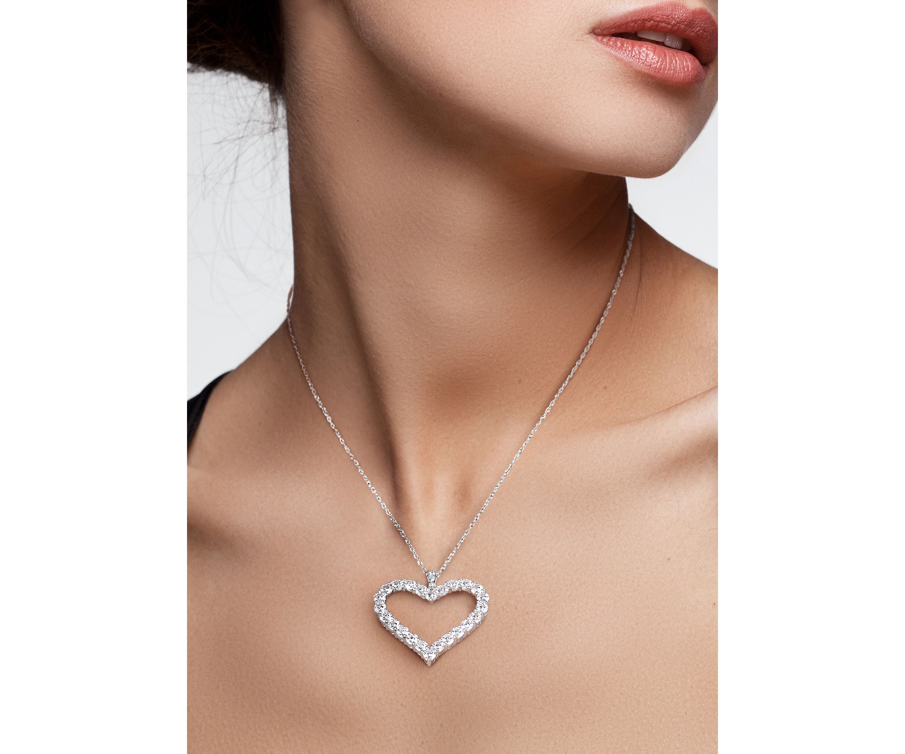 2.4 ct. t.w. Lab Created Moissanite Heart Pendant With Chain in 10K White Gold