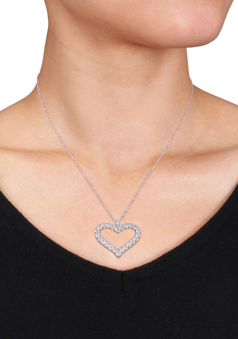 2.4 ct. t.w. Lab Created Moissanite Heart Pendant With Chain in 10K White Gold