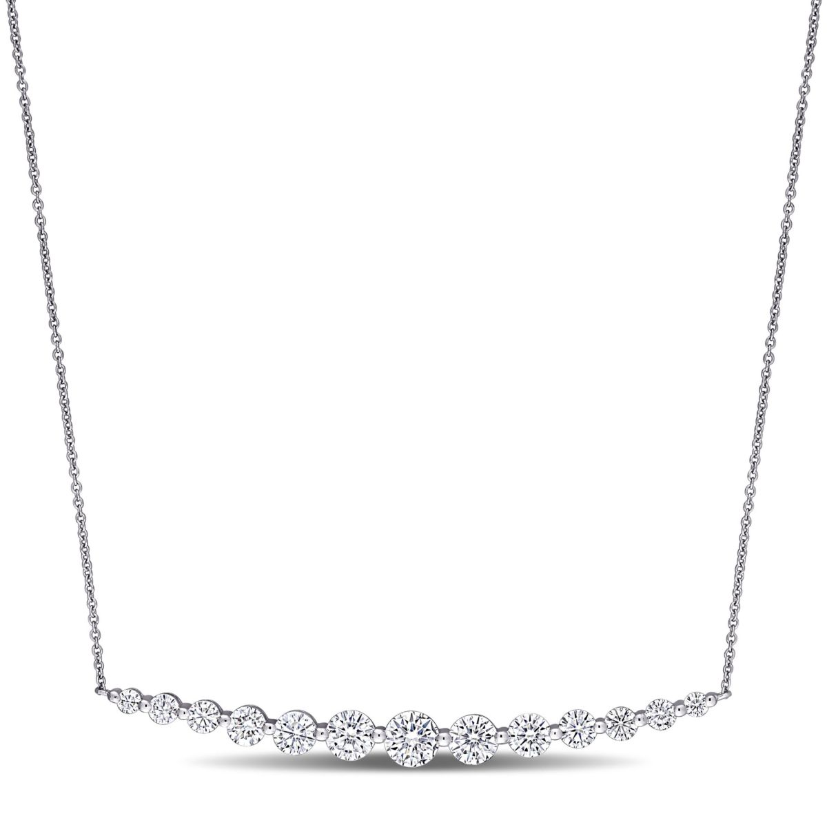 Lab Created 2.45 ct. t.g.w. Created Moissanite Bar Necklace in 10K White Gold