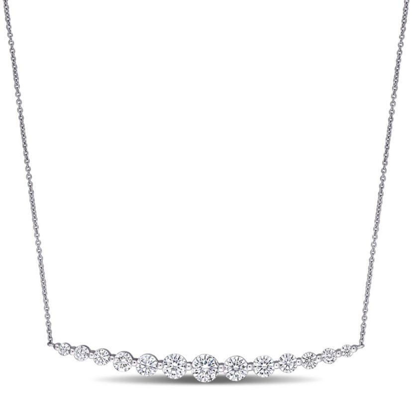 Lab Created 2.45 ct. t.g.w. Created Moissanite Bar Necklace in 10K White Gold