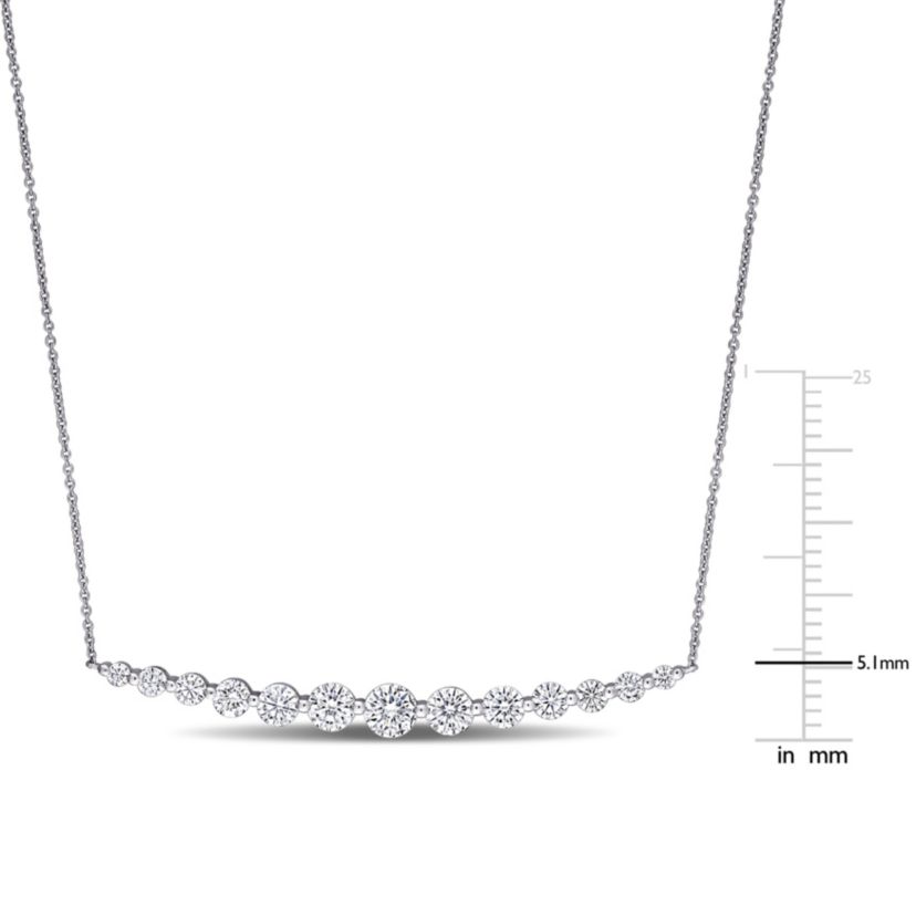 Lab Created 2.45 ct. t.g.w. Created Moissanite Bar Necklace in 10K White Gold