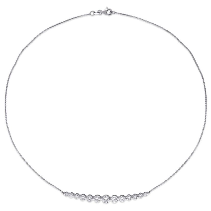 Lab Created 2.45 ct. t.g.w. Created Moissanite Bar Necklace in 10K White Gold