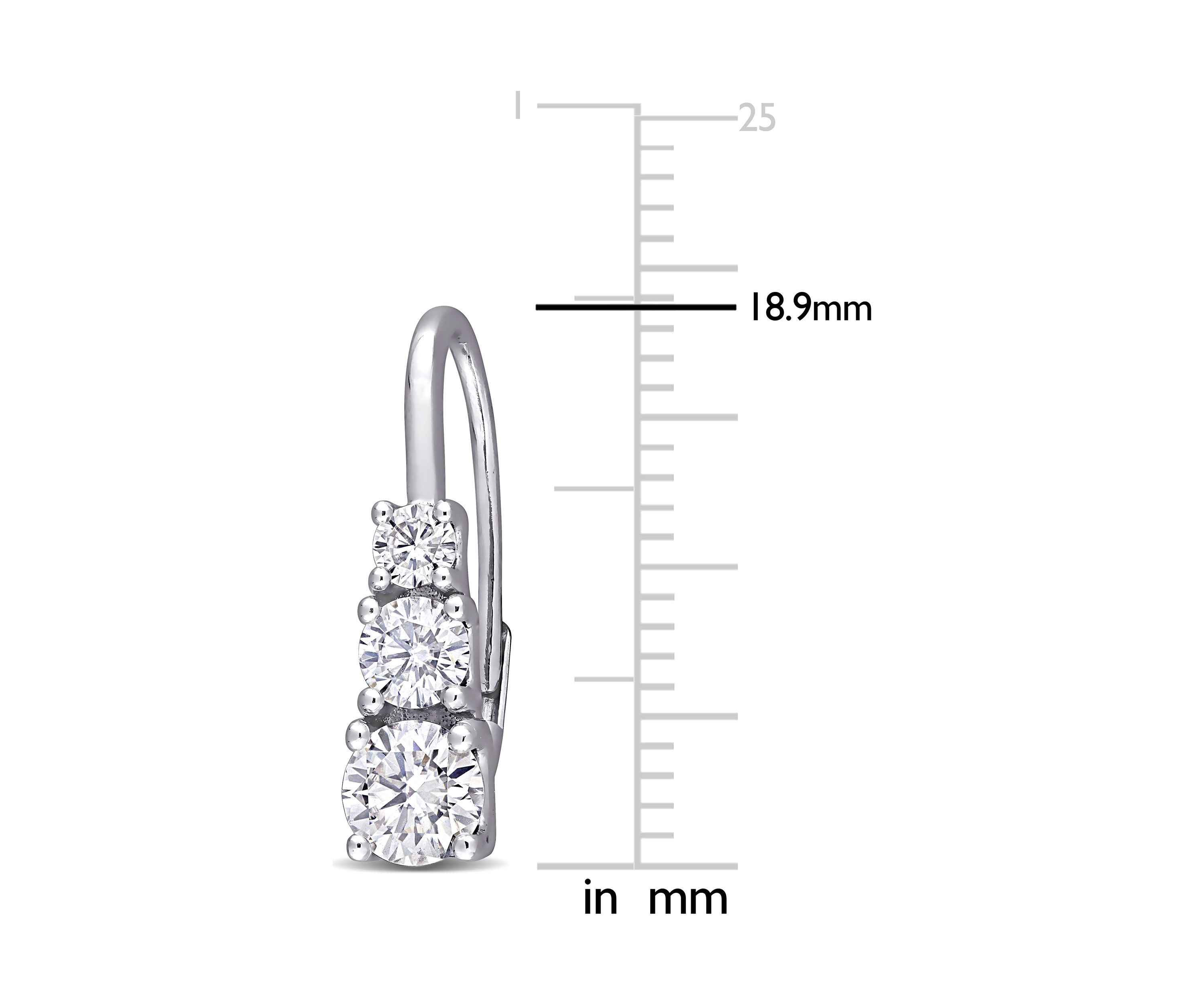 1.62 ct. t.w. Lab Created Moissanite Graduated 3-Stone Earrings in 10K White Gold