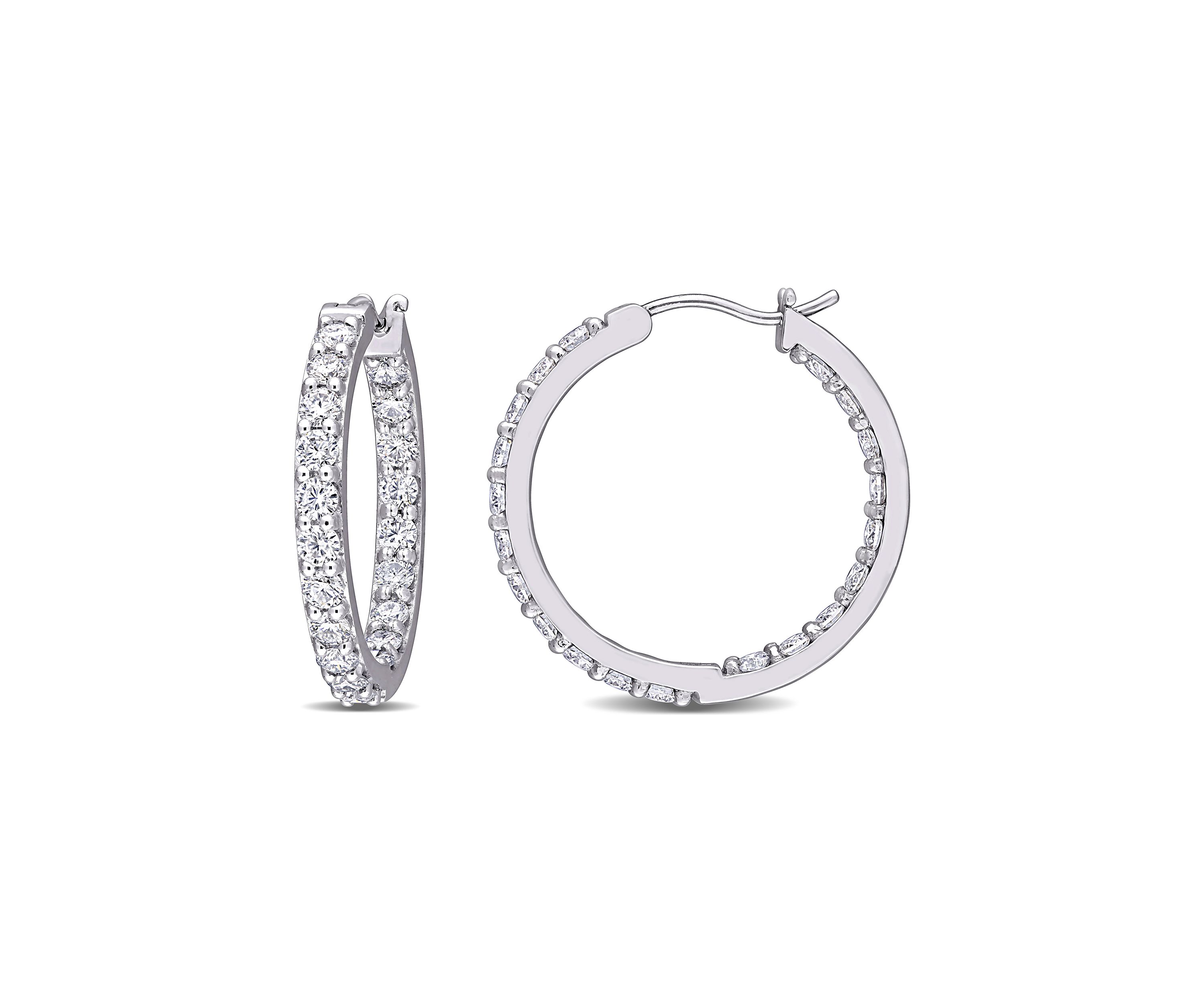 2.37 ct. t.w. Lab Created Moissanite Hoop Earrings in 10K White Gold