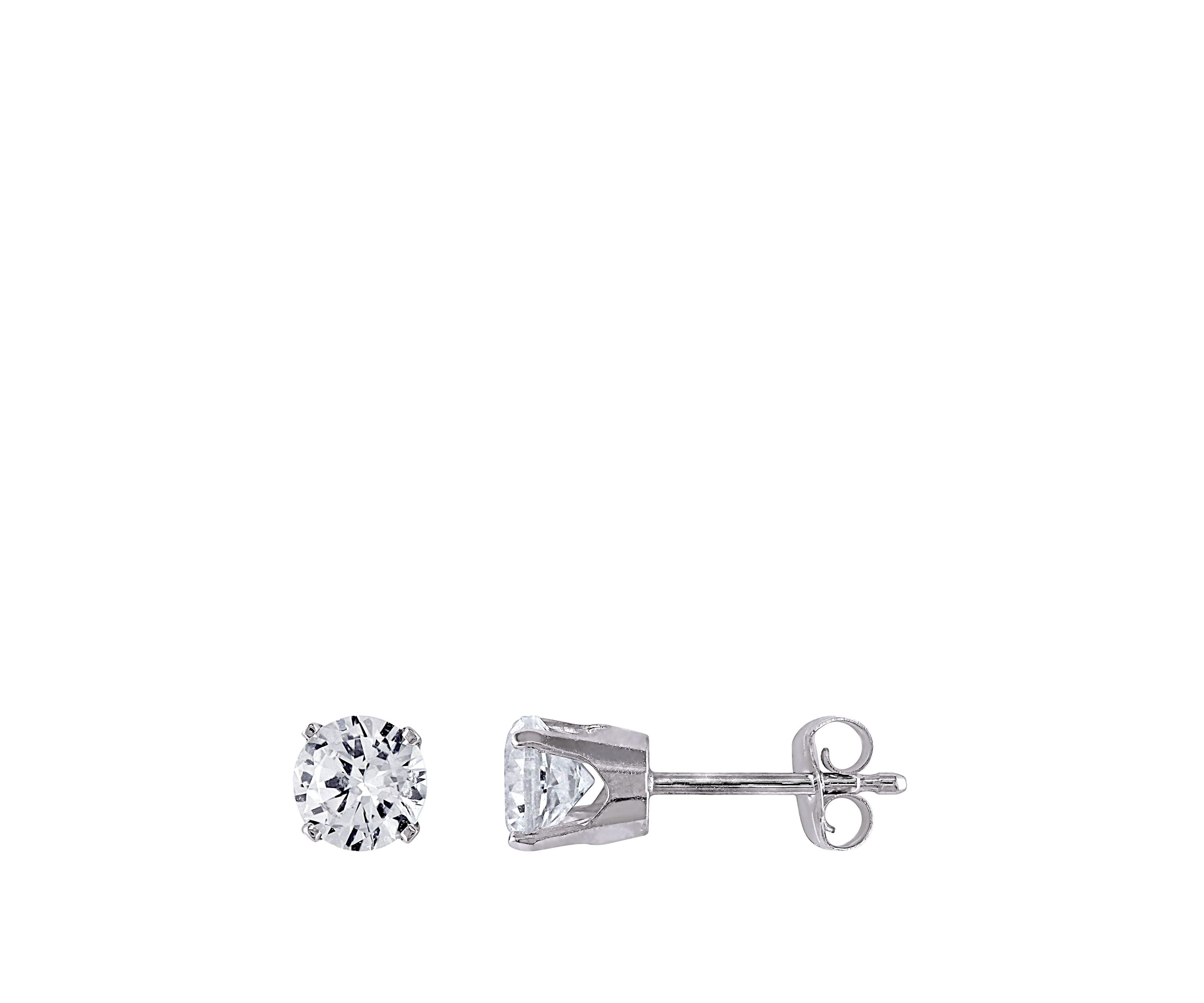 1.2 ct. t.w. Lab Created White Sapphire Solitaire Stud Earrings in 10K White Gold