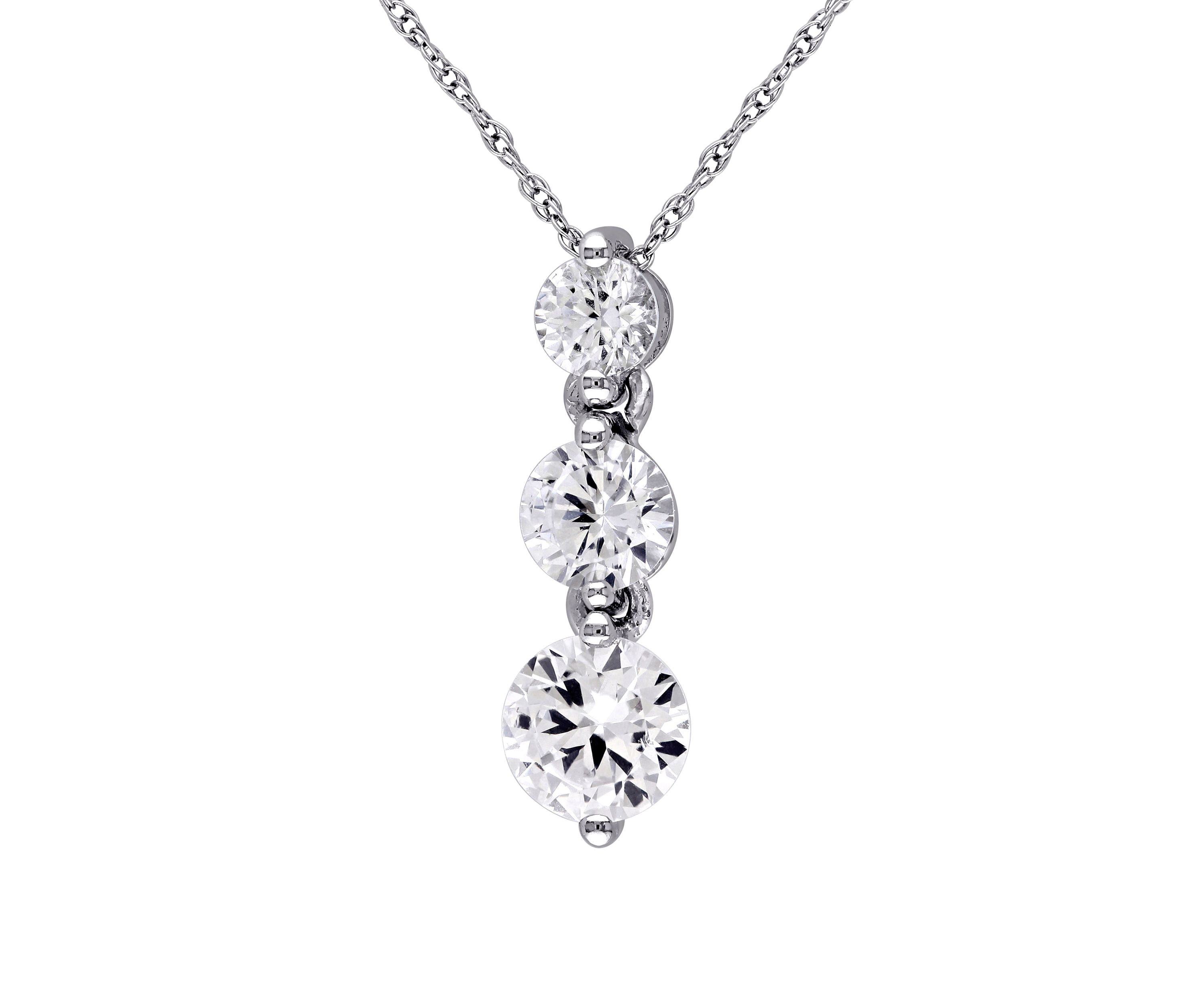 2 ct. t.w. Lab Created White Sapphire Graduated 3 Stone Necklace in 10K White Gold
