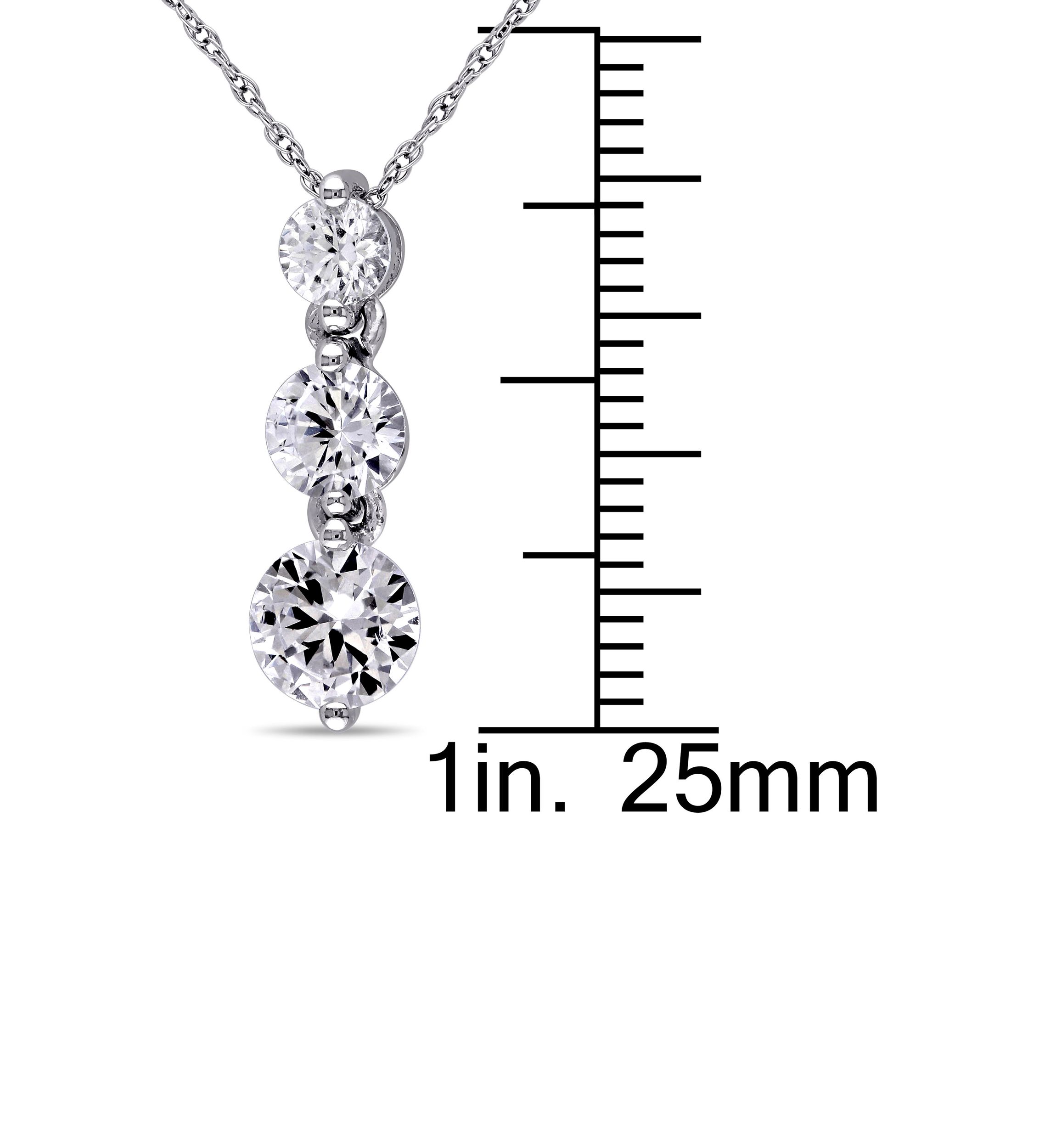 2 ct. t.w. Lab Created White Sapphire Graduated 3 Stone Necklace in 10K White Gold