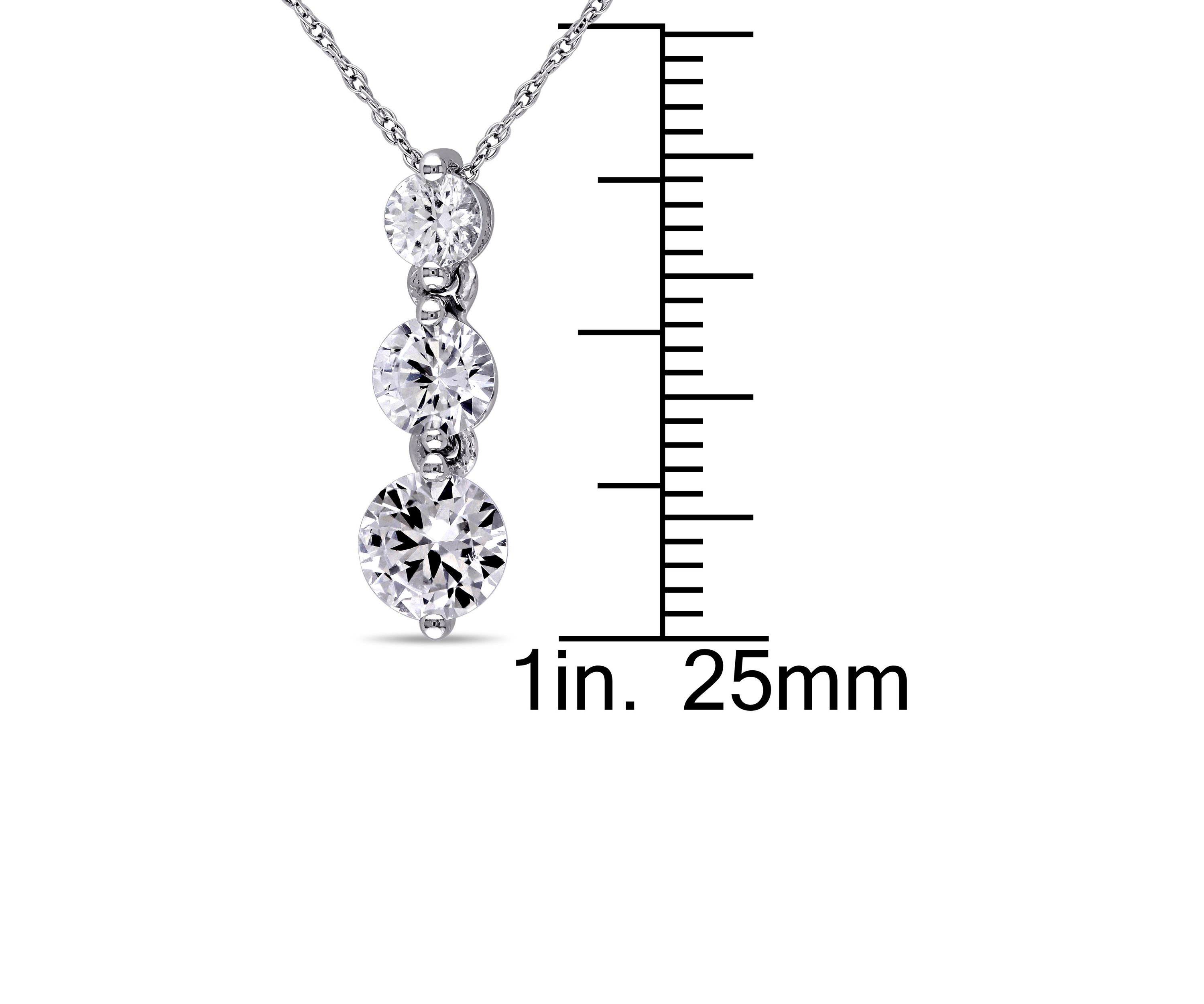 2 ct. t.w. Lab Created White Sapphire Graduated 3 Stone Necklace in 10K White Gold