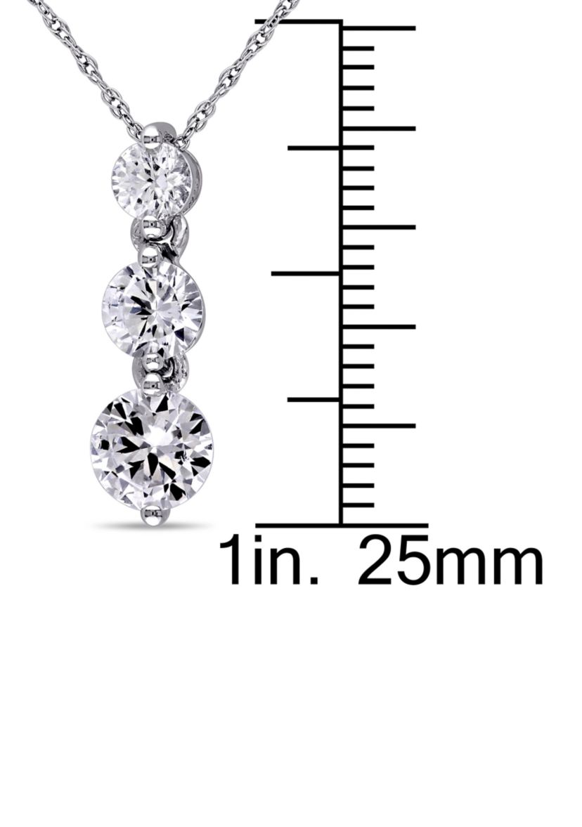 2 ct. t.w. Lab Created White Sapphire Graduated 3 Stone Necklace in 10K White Gold