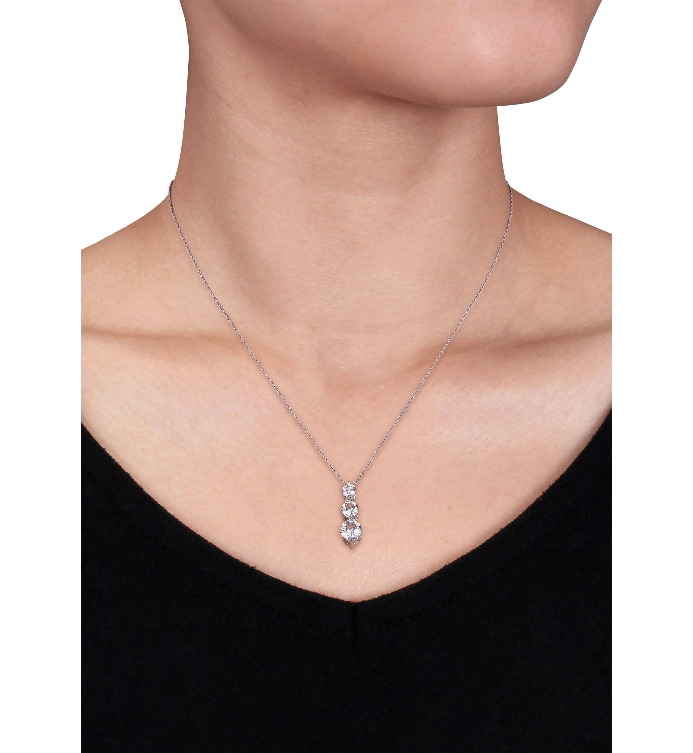 2 ct. t.w. Lab Created White Sapphire Graduated 3 Stone Necklace in 10K White Gold
