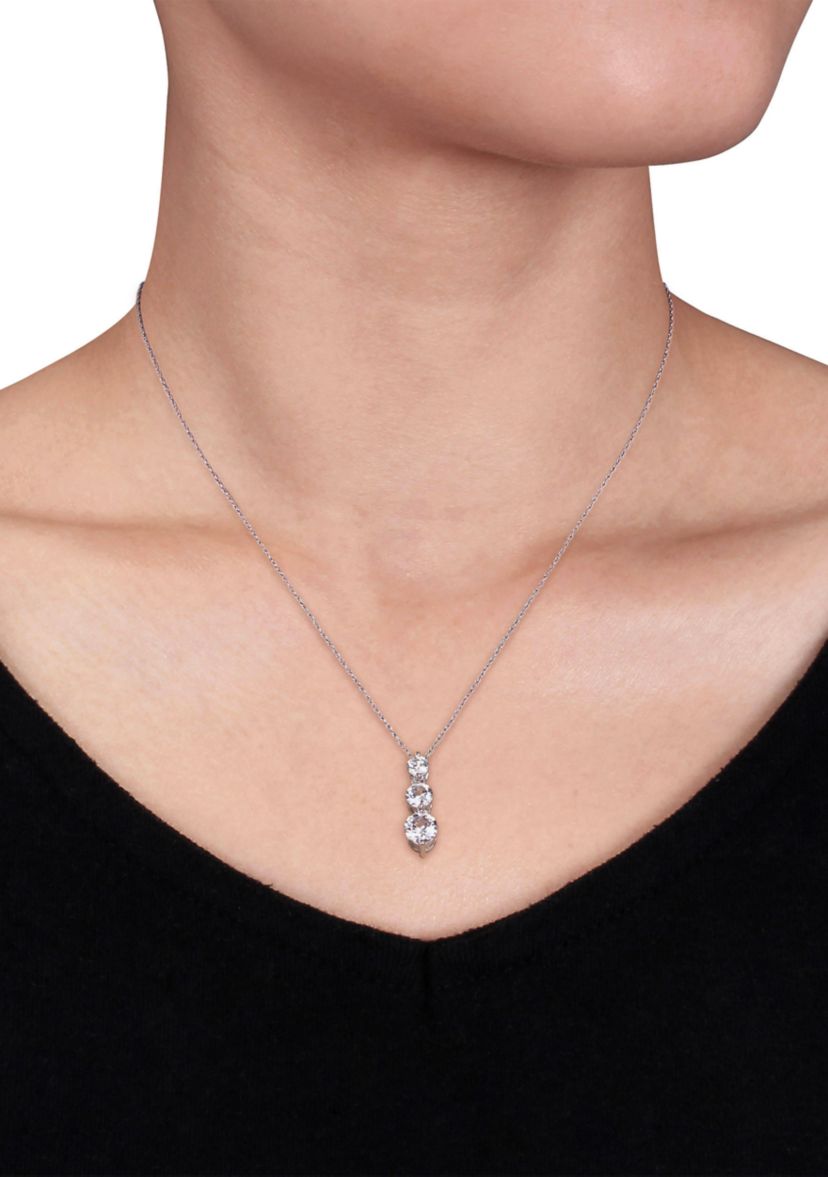 2 ct. t.w. Lab Created White Sapphire Graduated 3 Stone Necklace in 10K White Gold
