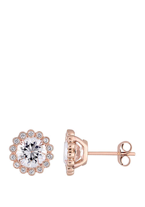 3.5 ct. t.w. Lab Created White Sapphire Scalloped Stud Earrings in 10K Rose Gold