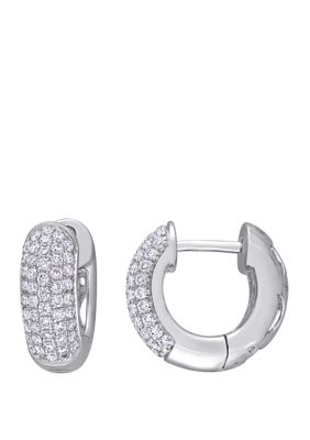 Belk & Co 1/2 Ct. Tw. Diamond Cluster Cuff Hoop Earrings In 14K White Gold