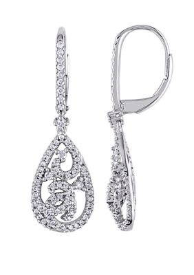 Belk & Co 3/4 Ct. T.w. Diamond Cluster Teardrop Earrings In 14K White Gold