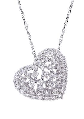Belk & Co 1 ct. t.w. Diamond Filigree Heart Pendant with Chain in 14K White Gold