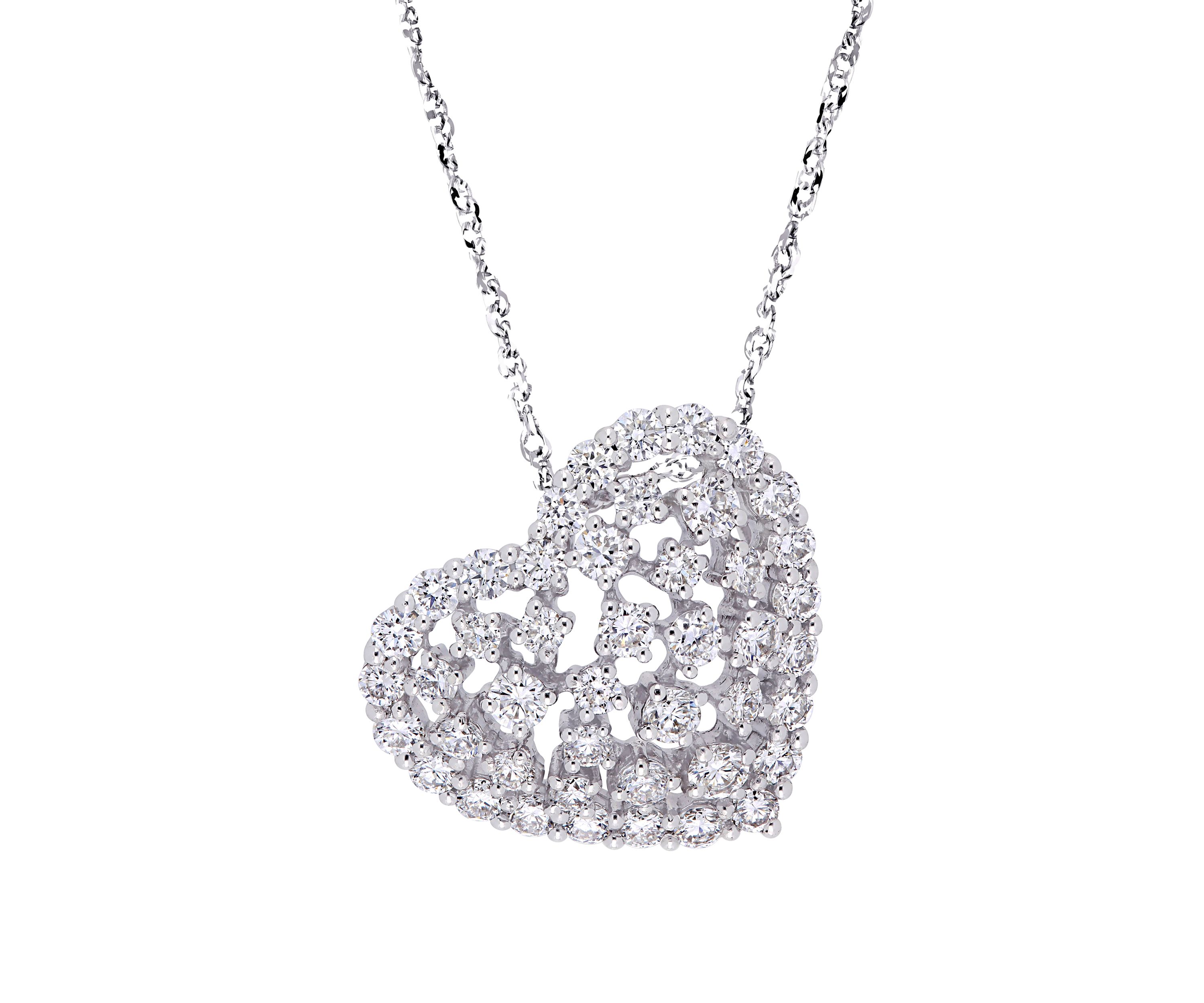 1 ct. t.w. Diamond Filigree Heart Pendant with Chain in 14K White Gold