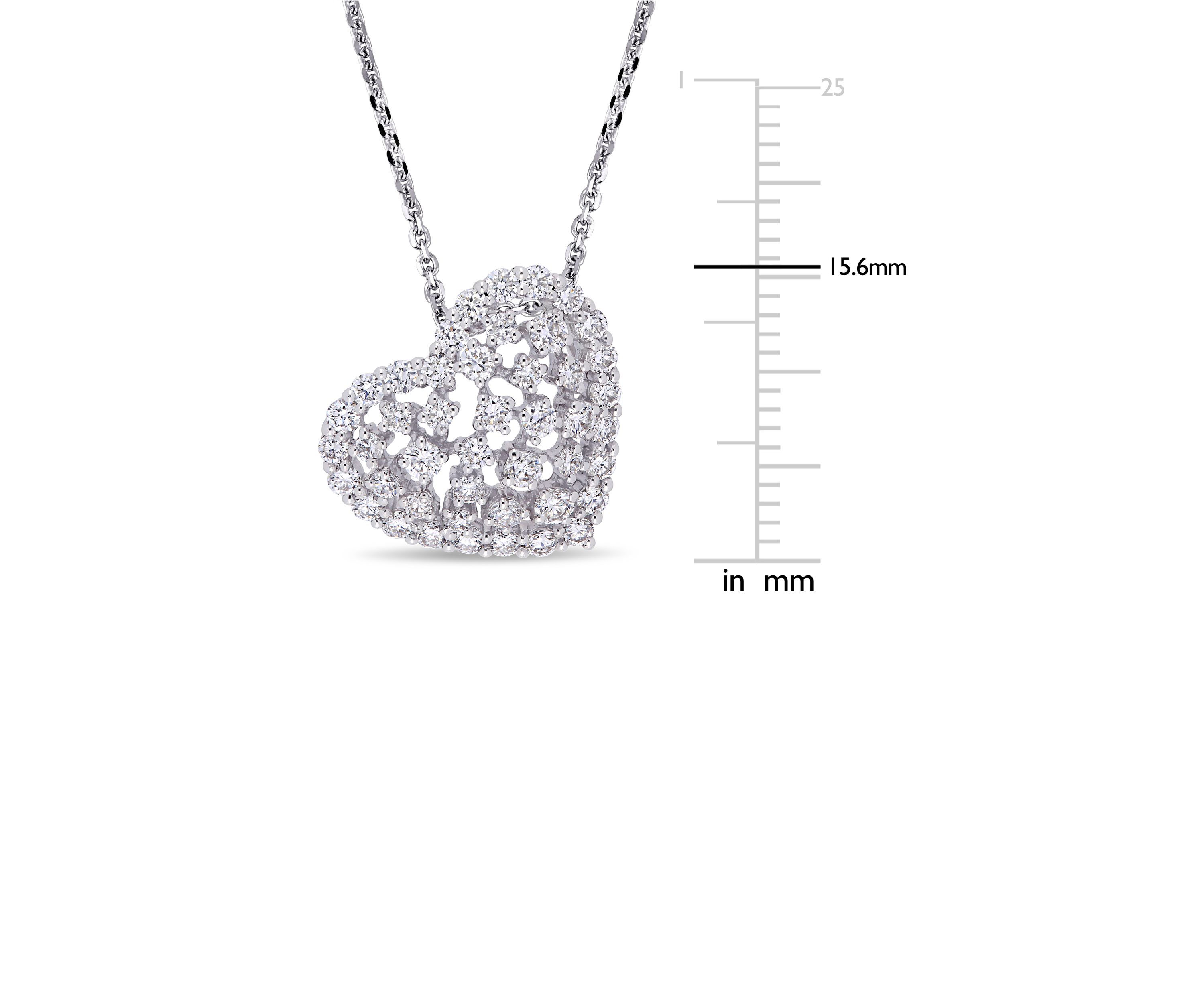 1 ct. t.w. Diamond Filigree Heart Pendant with Chain in 14K White Gold