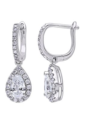 Belk & Co 1.4 ct. t.w. Diamond Pear Cut Halo Dangle Earrings in 14K White Gold