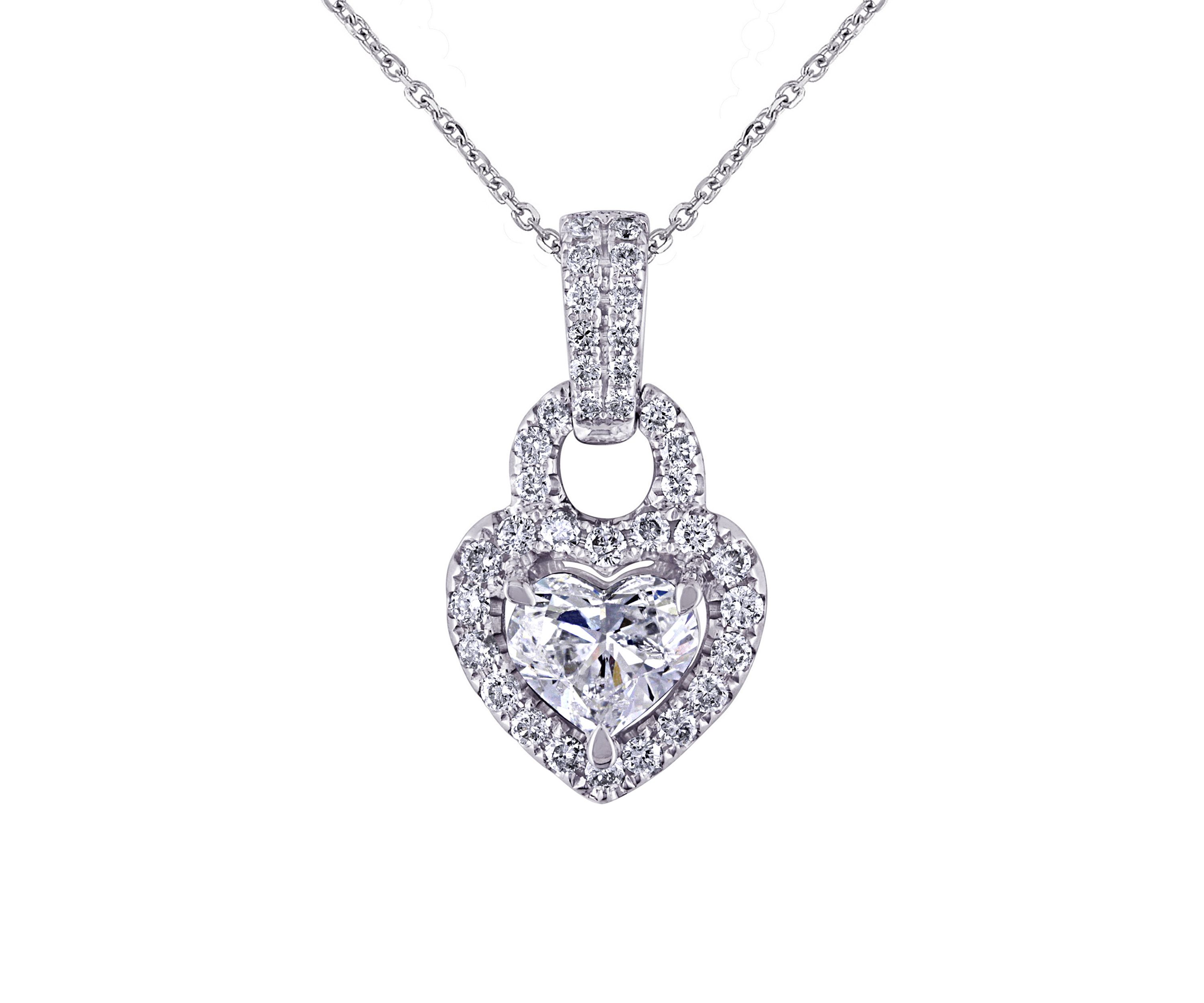 1 ct. t.w. Diamond Heart Pendant with Chain in 14K White Gold