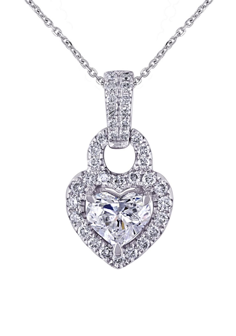 1 ct. t.w. Diamond Heart Pendant with Chain in 14K White Gold