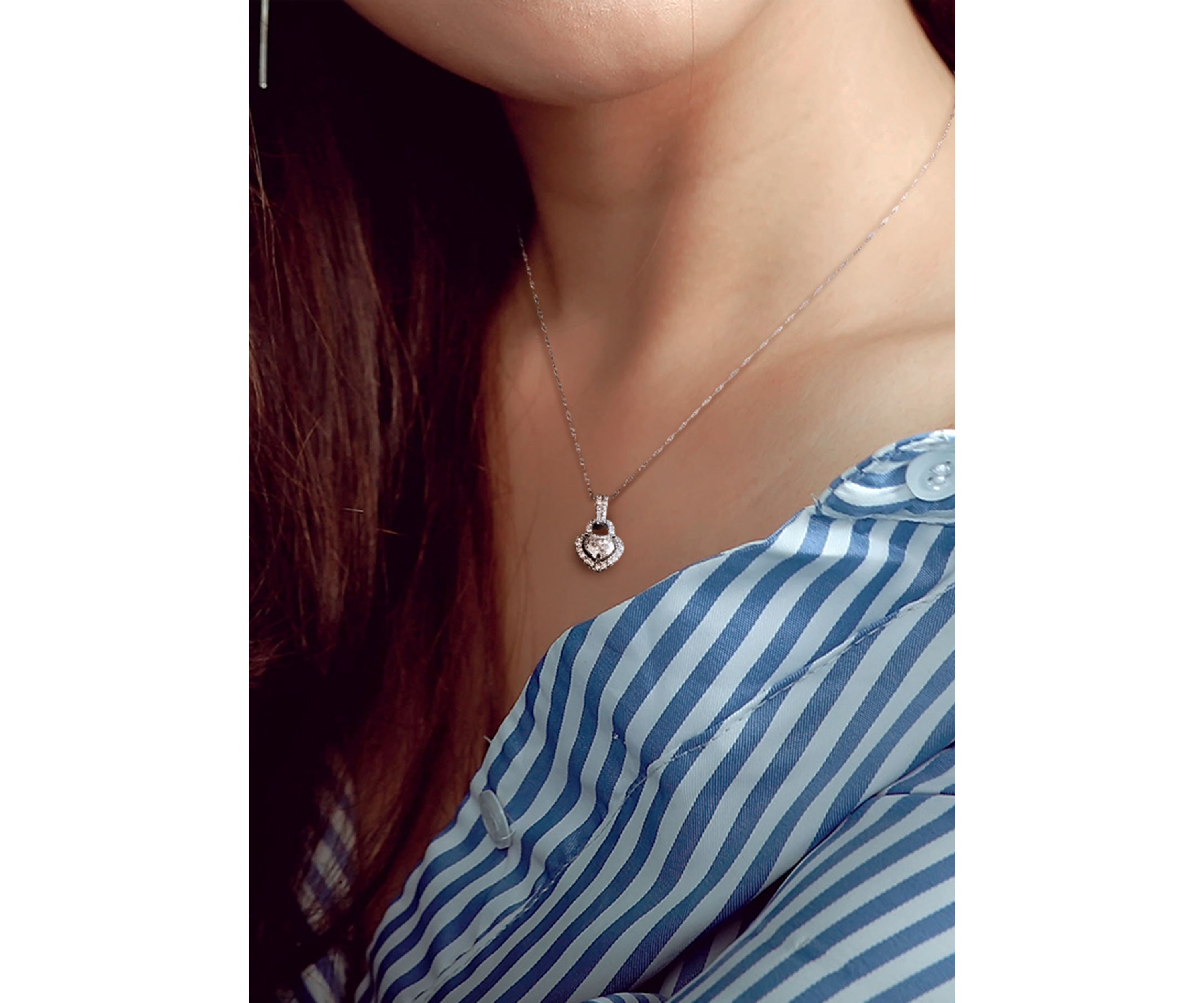 1 ct. t.w. Diamond Heart Pendant with Chain in 14K White Gold