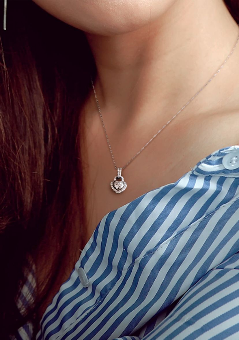 1 ct. t.w. Diamond Heart Pendant with Chain in 14K White Gold