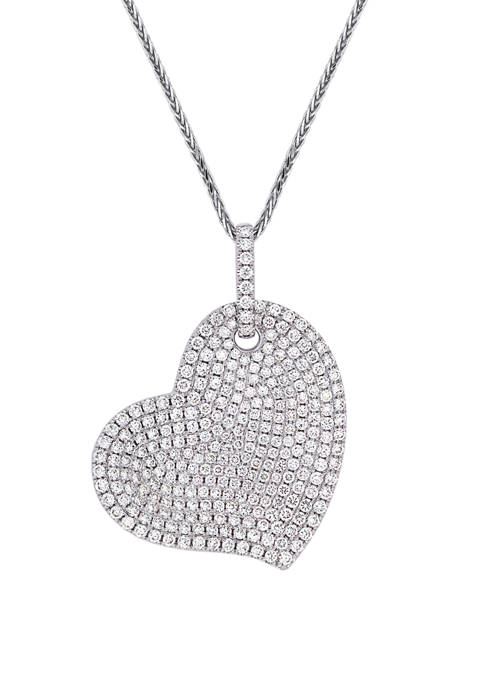 2.5 ct. t.w. Diamond Clustered Heart Pendant with Chain in 14K White Gold