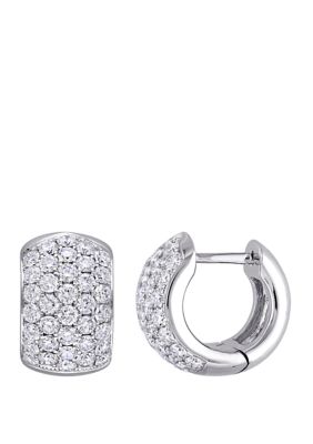Belk & Co 2.14 Ct. T.w. Diamond Dome Cluster Cuff Hoop Earrings In 18K White Gold