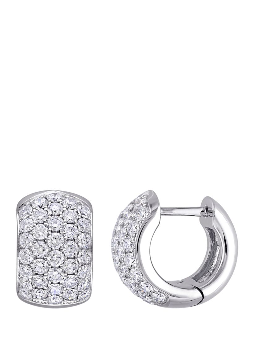 2.14 ct. t.w. Diamond Dome Cluster Cuff Hoop Earrings in 18K White Gold