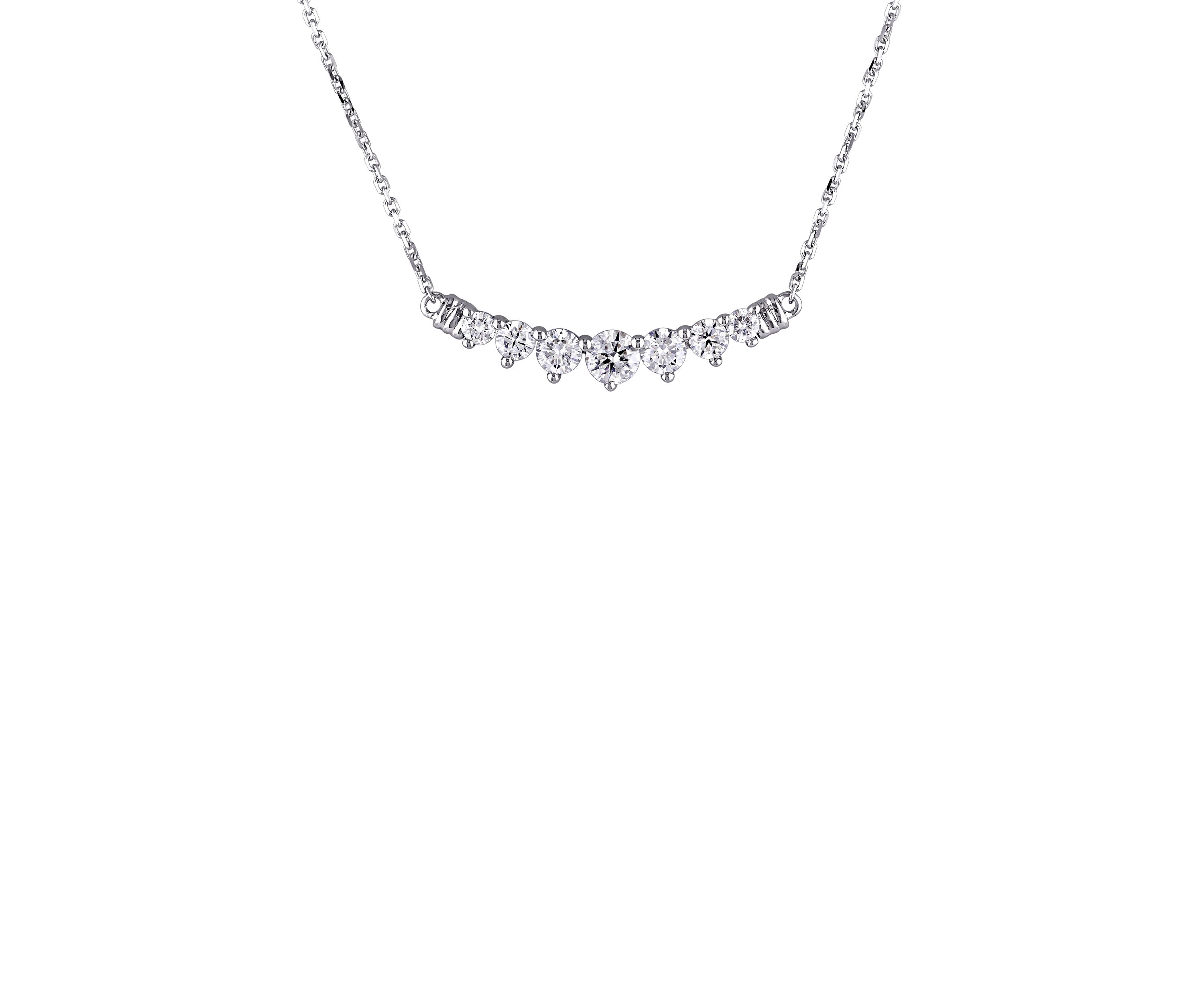 3/4 ct. t.w. Diamond Graduated Bar Necklace in 14K White Gold
