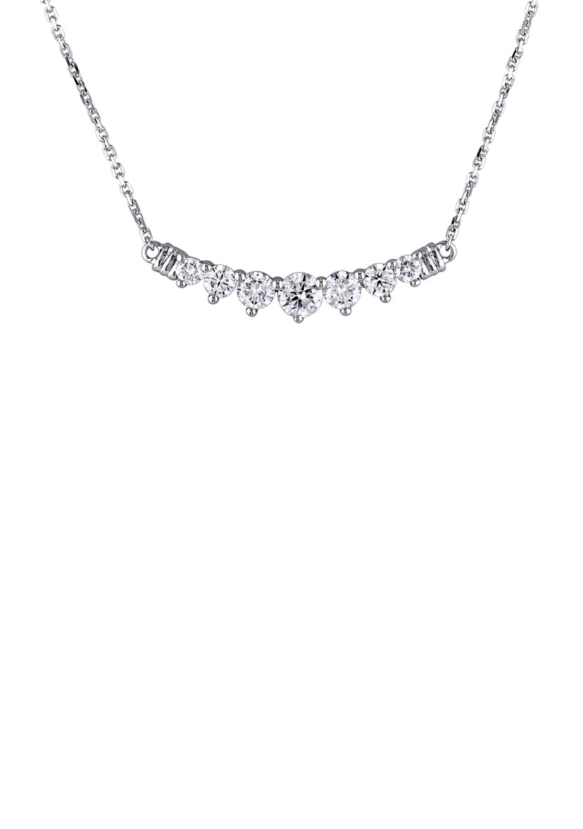 3/4 ct. t.w. Diamond Graduated Bar Necklace in 14K White Gold