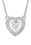 3/8 ct. t.w. Diamond Floating Halo Heart Necklace in 14K White Gold