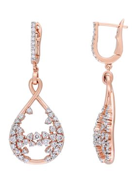 Belk & Co 1.3 ct. t.w. Diamond Teardrop Dangle Earrings in 14K Rose Gold
