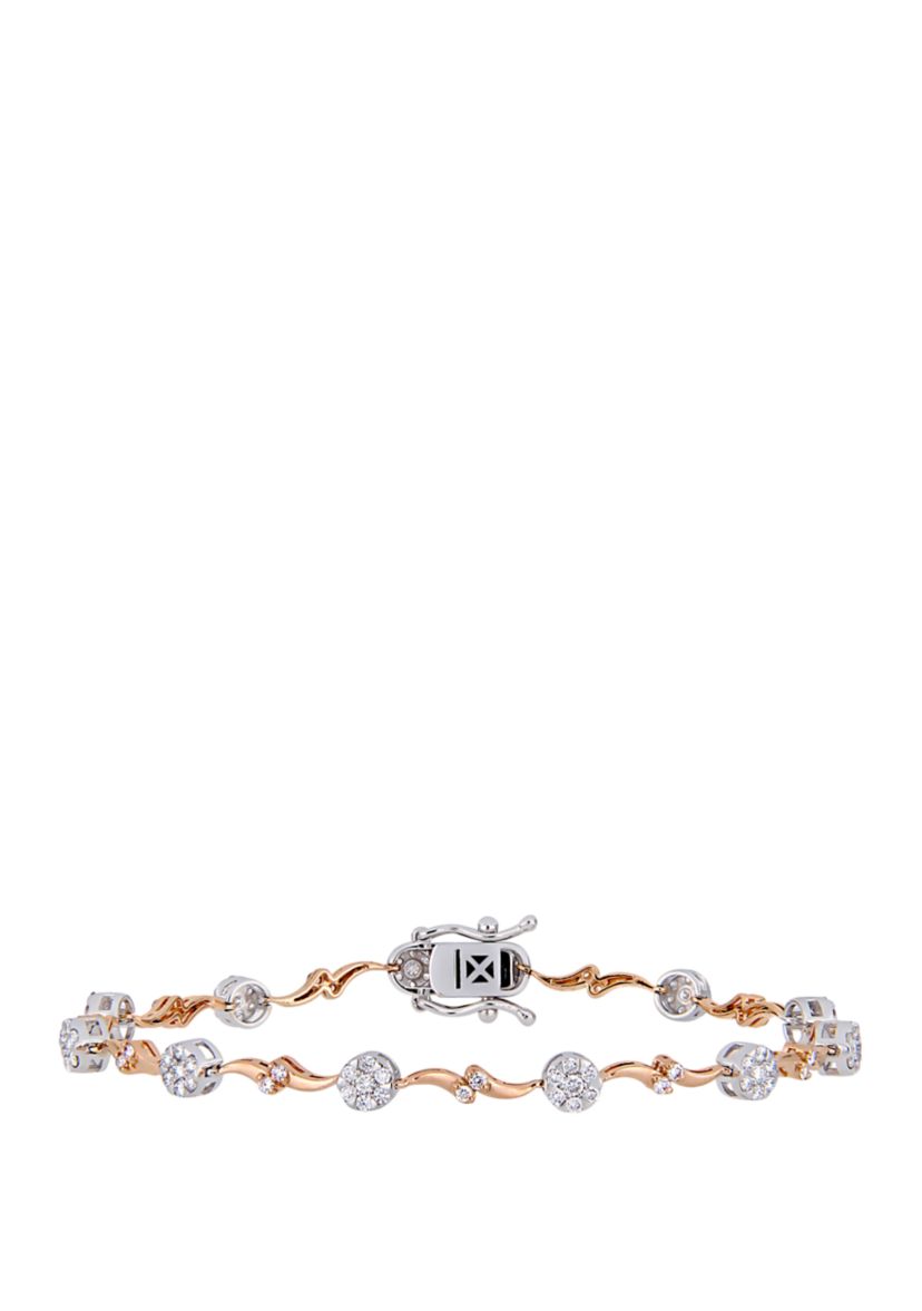 1.16 ct. t.w. Diamond Stationed Tennis Bracelet in 14K Two Tone Gold