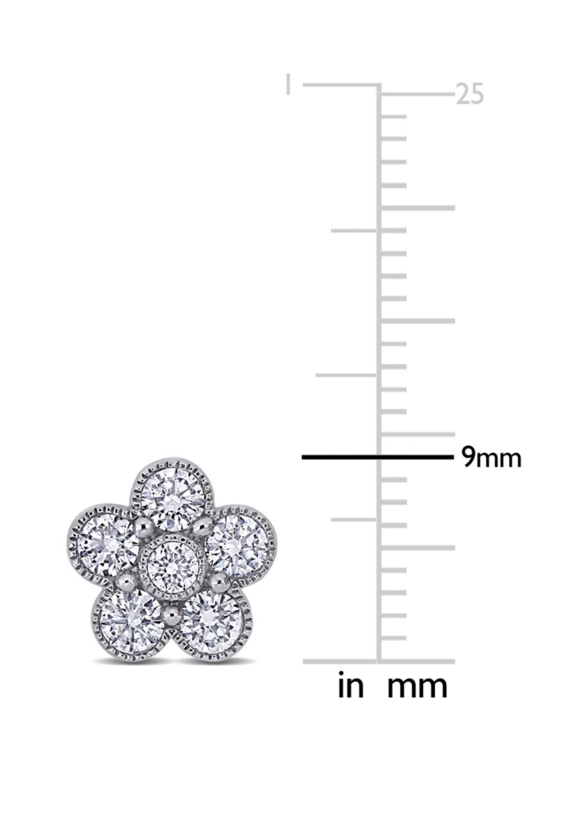 1 ct. t.w. Diamond Flower Stud Earrings in 14K White Gold