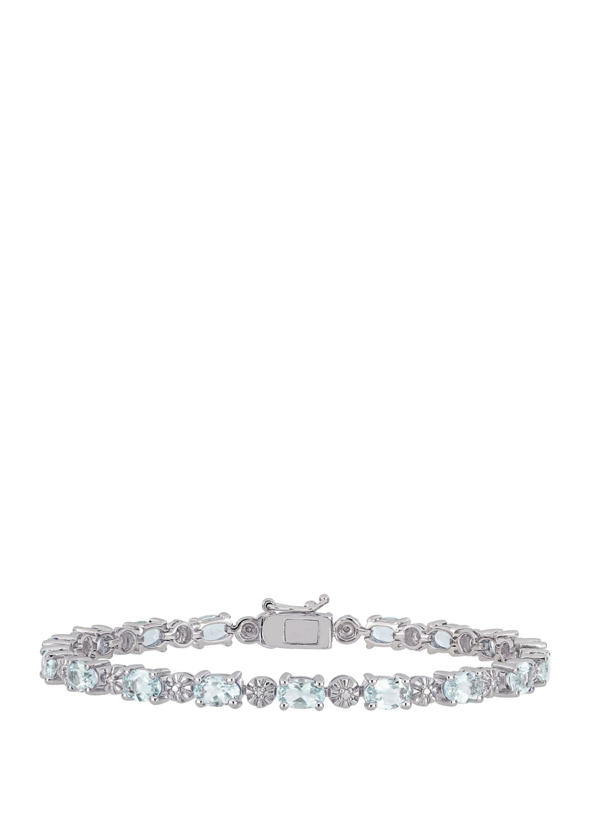 7.2 ct. t.w Aquamarine and 1/10 ct. t.w. Diamond Accent Tennis Bracelet in Sterling Silver
