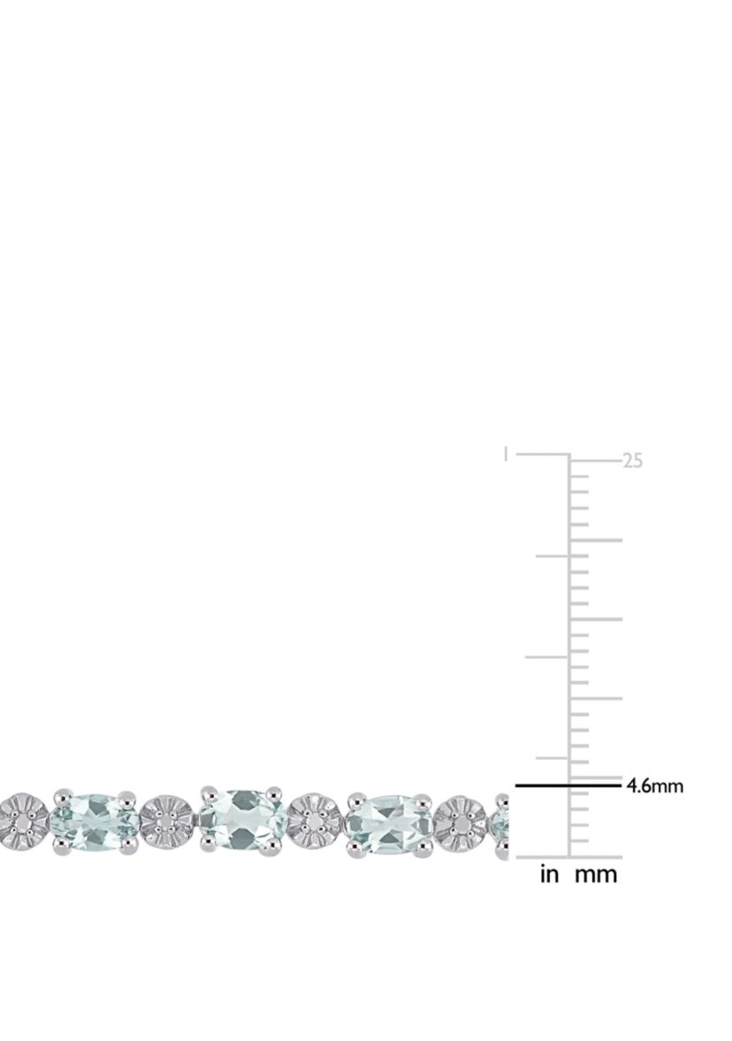 7.2 ct. t.w Aquamarine and 1/10 ct. t.w. Diamond Accent Tennis Bracelet in Sterling Silver