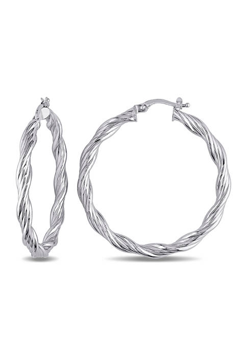 Entwined Hoop Earrings in 10K Polished White Gold