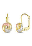 Entwined Polished Love Knot Earrings in 10k 3-Tone Gold